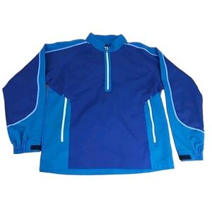 Footjoy Pullover Mens Sz M - 1/4 Zip Long Sleeve Blue Golf Warmup Jacket‎